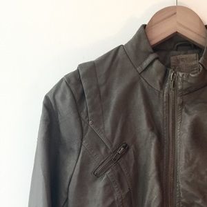 Taupe Colored Faux Leather Jacket
